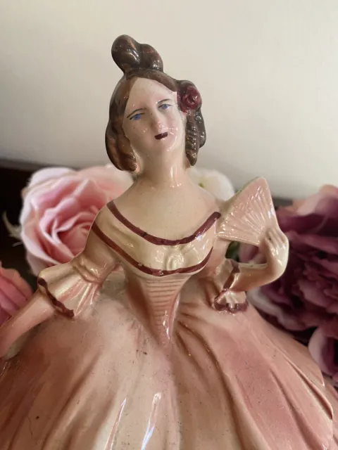 Ceramic Crinoline Lady Holding Fan