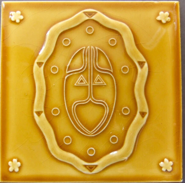 German Art Nouveau Vintage Ceramic Tile Rare Reproduction Majolica European
