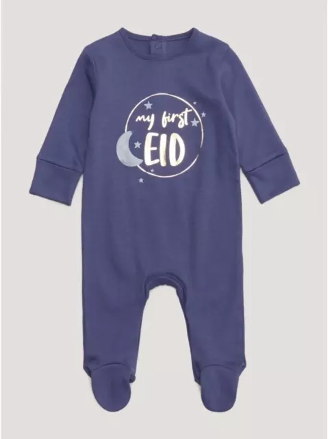 New Born Baby Sleeping Suit navy My First Eid Gift Set Grow Soft Comfortable Uk