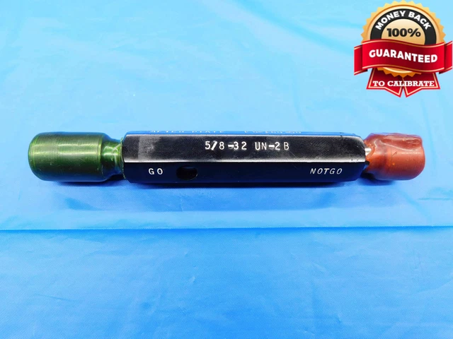5/8 32 Un 2B Special Thread Plug Gage .625 .6250 Go No Go P.d.'s = .6050 & .6090