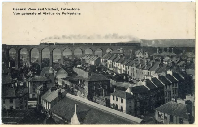 Folkestone, Kent, general view and Viaduct with train