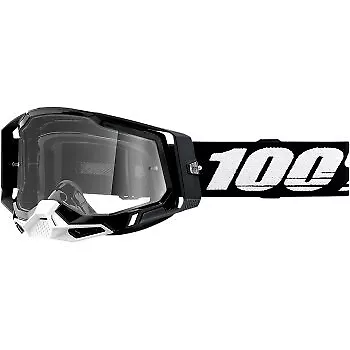 100% Racecraft 2 Goggles Black w Clear Lens for ATV UTV Offroad Motocross Riding