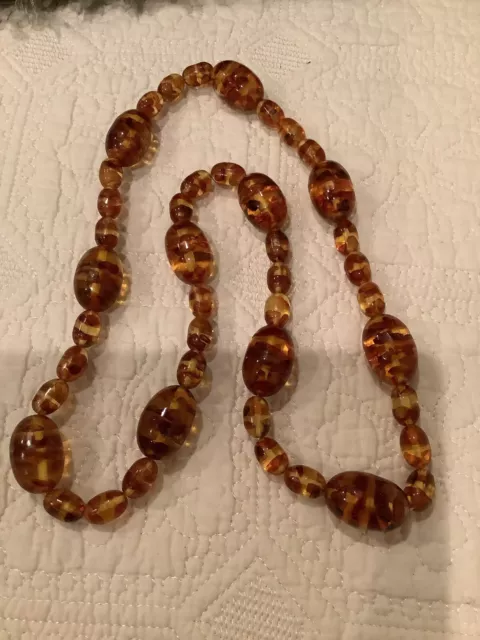 Old Amber Necklace Vintage Baltic Eggs Yolk Butterscotch Honey Breaded 108g