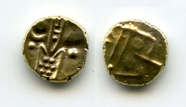 Rare gold fanam minted by the Dutch VOC company in Tuticorin, ca.1658-1779, Sout