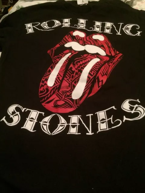 Rolling Stones T Shirt Light Medium Black Red Tongue Rock n Roll Mick Jagger