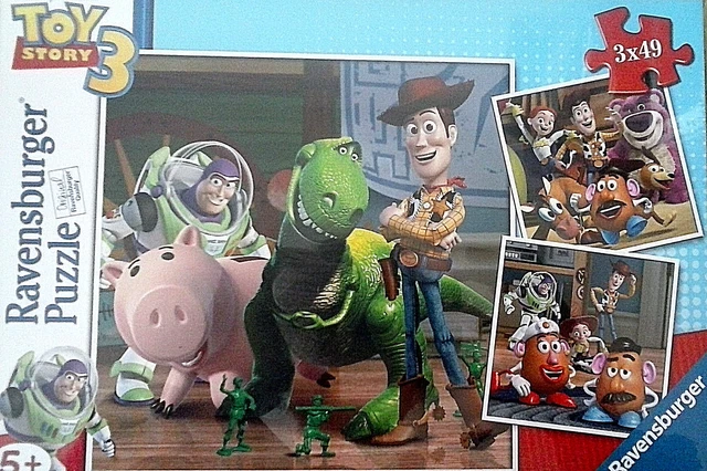 RAVENSBURGER DISNEY PIXAR Toy Story 3 Woody & Rex 3 Puzzle X 49 5+ Art ...
