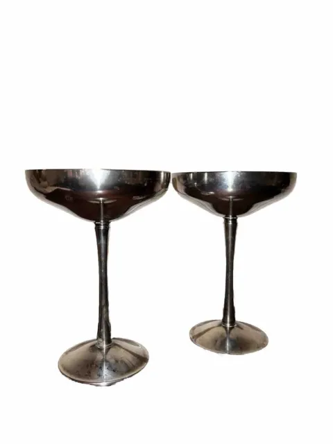 Vintage Kirk Stieff Spain Wine Goblet Chalice Set Silver Plate Set of 2