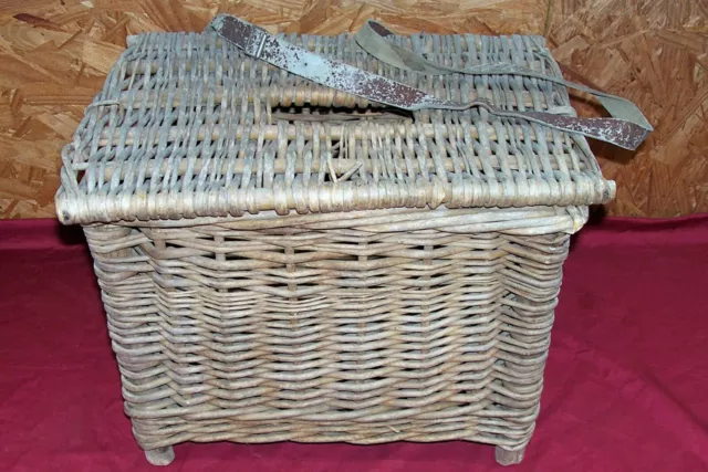 ANTIQUE SQUARE WICKER Fishing Creel Basket Old Vintage Trout Fish Anglers  Cage $79.95 - PicClick