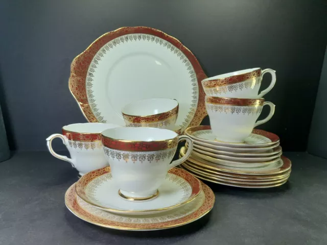 Lovely Burgundy Duchess Bone China Part Tea Set Cups Saucers Winchester Pattern