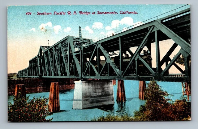 Sacramento,CA Southern Pacific RR Bridge Railroad 1915 California Vintage