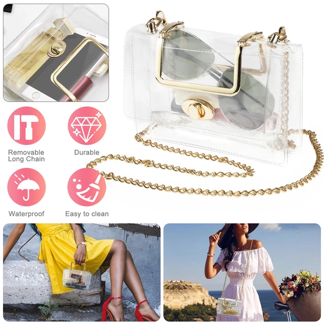 Transparent PVC Clear Shoulder Crossbody Bag Women Handbag Removable Strap Chain