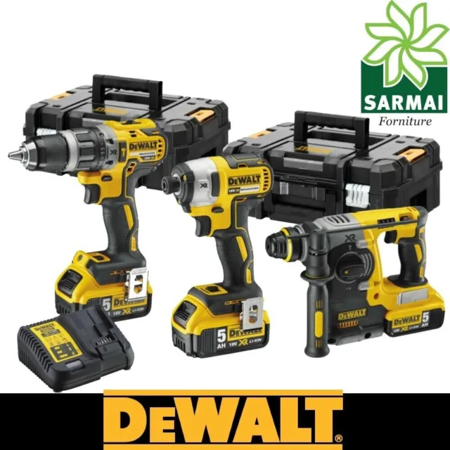 Kit Dewalt 18V 5Ah Trapano Tassellatore Avvitatore batteria brushless DCK368P3T