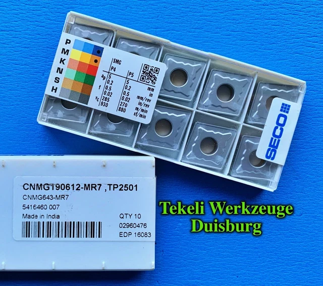 Lot De 10 Plaquettes De Tournage CNMG 120412-MR7 TP2501 | Marque SECO | Fabriqué En France