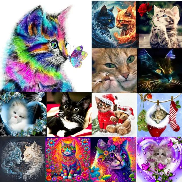 5D DIY Full Drill Diamond Painting Cat Cross Stitch Kit Wall Art Home Decor Gift