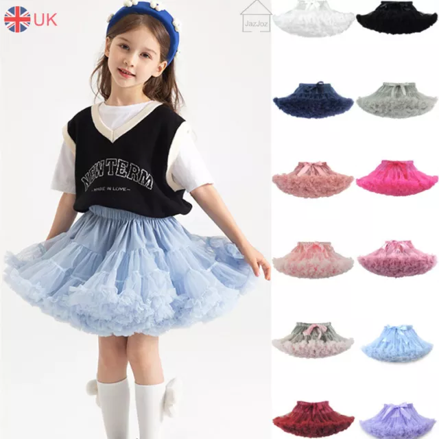 UK Girls Kids Tutu Skirt Dance Petticoat Party Fancy Dress Ballet Fluffy Layer