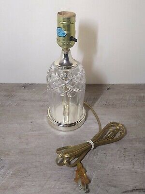 Vintage Leviton Small Clear Cut Glass Boudoir Table Lamp 10” Tall Metal Base