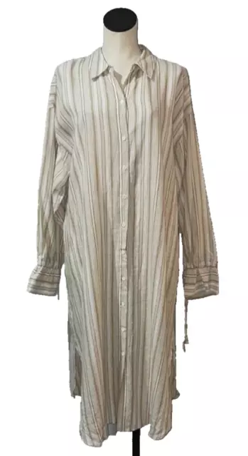 Gibson Latimer Women’s Size XXL Linen Blend Midi Shirtdress Adjustable Waist