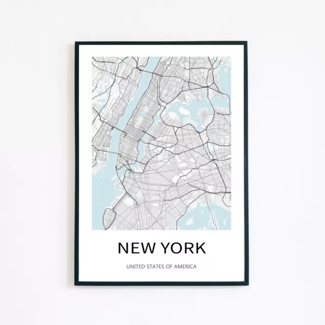 New York USA Stadtplan Reiseposter minimalistisch A5 Wohnkultur Wandkunst Druck