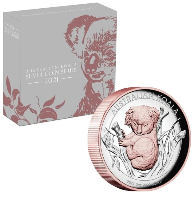 2021 Koala 5oz Silver Proof High Relief Gilded Coin Perth Mint