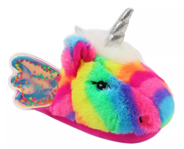 Arcobaleno Unicorn Felpa Pantofole W/ Ali Ragazze/Ragazzi Misura 11 12,13 1,2 3
