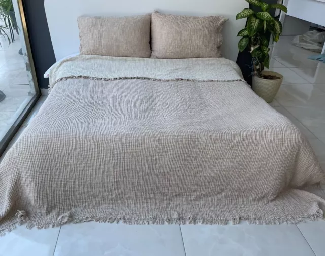 100% Cotton Muslin Throw Blanket 4 Layers Bedspread Soft Muslin Bed Cover Mink