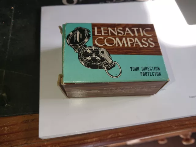 Vintage Engineer Lensatic Compass Black Folding Case w/ Box Japan Excellent