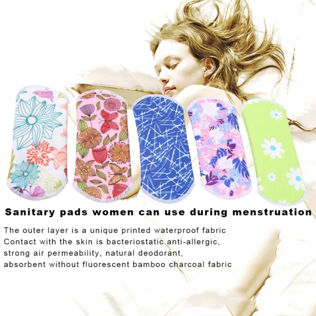 5 piezas almohadilla menstrual reutilizable hembra almohadilla de tela sanitaria lavable + bolsillo