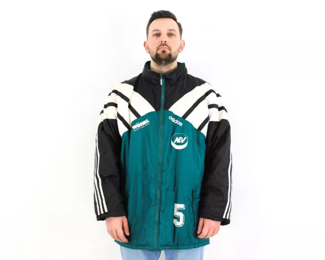 Adidas 1980's Hommes XL Football Isolé Bench Veste Manteau Capuche Haut Vintage