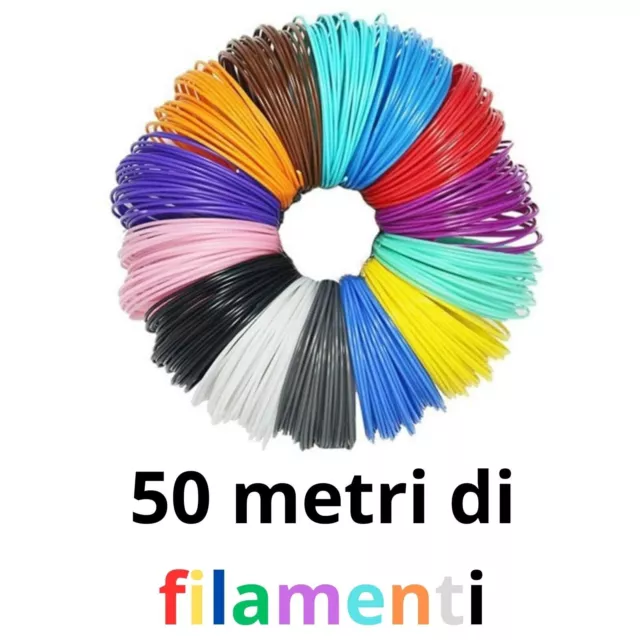 KIT RICARICA PENNA 3d filamenti PLA per disegno 3D vari colori 10 colori 50  metr EUR 15,95 - PicClick IT