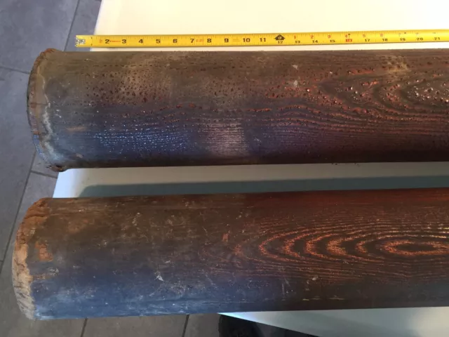 Qty 2 ARCH SALVAGE-ANTIQUE WOOD COLUMNS/PILLARS ~ 54.5" LONG 3