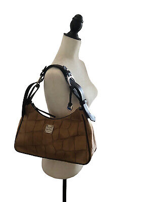 Dooney Bourke - Caramel Brown Croc Embossed Leather Shoulder Bag Purse -  Nice !