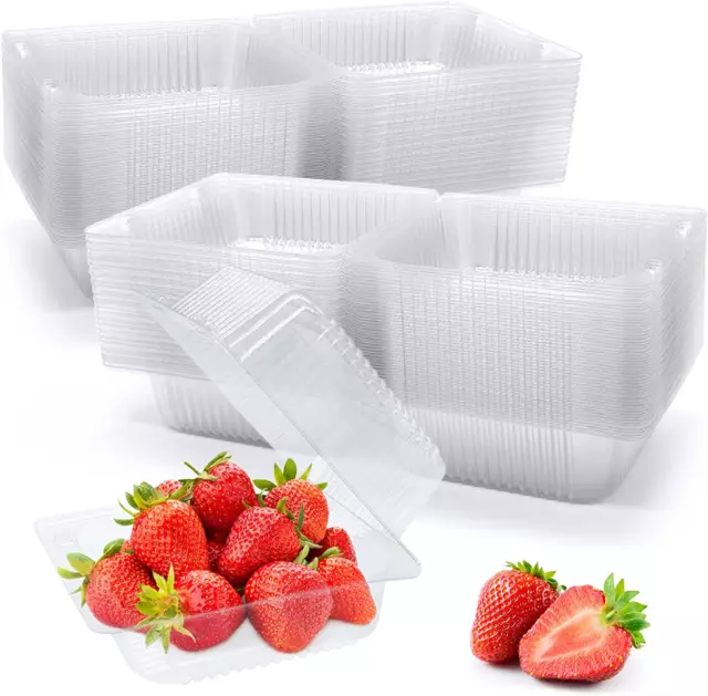 100 Pack Clear Plastic Take Out Container,Square Hinged Container,Dessert