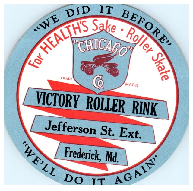 Original Vintage 1940s Roller Skating Rink Sticker Victory Frederick MD s14 Original Vintage 1940s Roller Skating Rink Sticker Victory Frederick MD s14