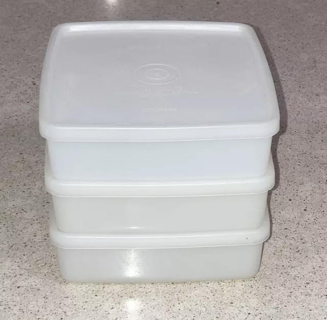 Lot Of 3 White Tupperware Square A Way Sandwich Keepers & Seals #670