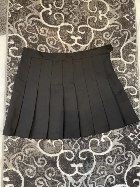 American Apparel Classic BLACK Gabardine PLEATED TENNIS SKIRT Mini Short USA L