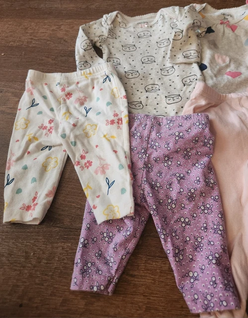 Carters Baby Girl Clothes Lot 14 0-3 Months Bodysuits And Pants 2