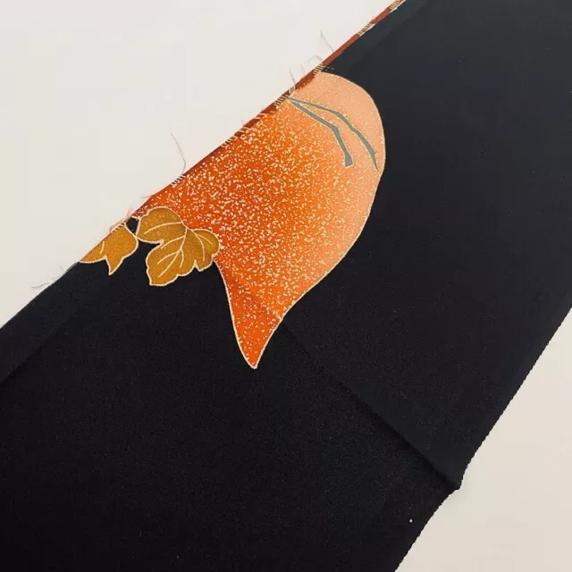 Sunset #G 7x36 Vintage Hand Painted Vintage Tomesode Black Kimono Silk ToD90