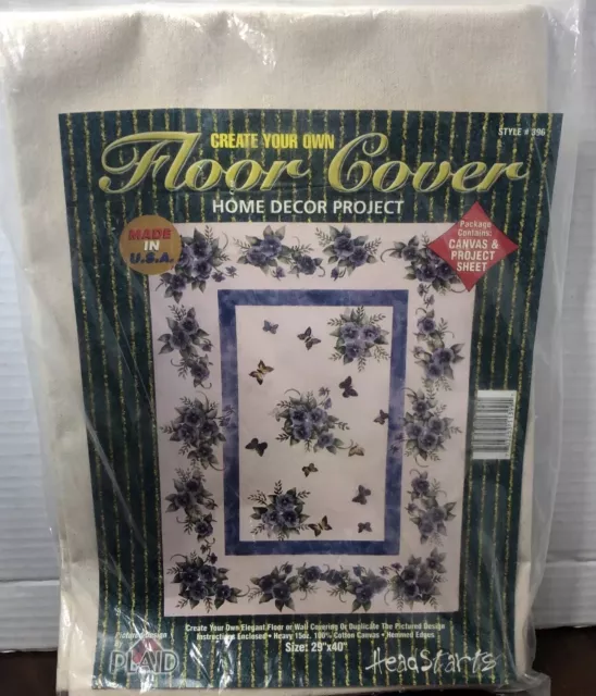 Create Your Own Floor Cover Canvas Project Sheet 29”x40” Pansy Floral Design