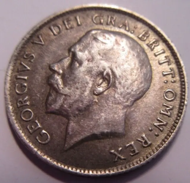 1918 KING GEORGE V BARE HEAD .925 SILVER VF-EF 6d SIXPENCE COIN IN CLEAR FLIP
