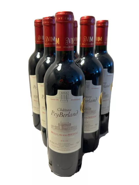 Lot de 6 Bouteilles De Château Peybarland Moulis En Médoc 2010 - Médaille D’or