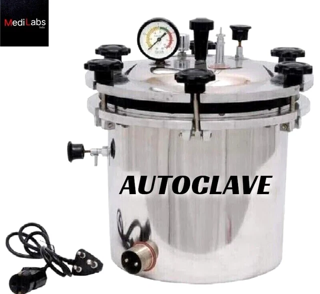 SS New Autoclave Sterilizzatore Portatile Acciaio Inox Con Accessori 24 Litri IN
