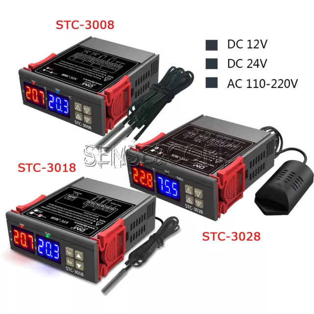 STC-3008 STC-3018 STC-3028 Temperature Controller Thermostat DC 12V 24V 110-220V