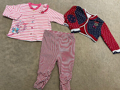 Mamas & papas Baby Girl Clothes Bundle Age 3-6 Months ￼top Bottom Cardigan