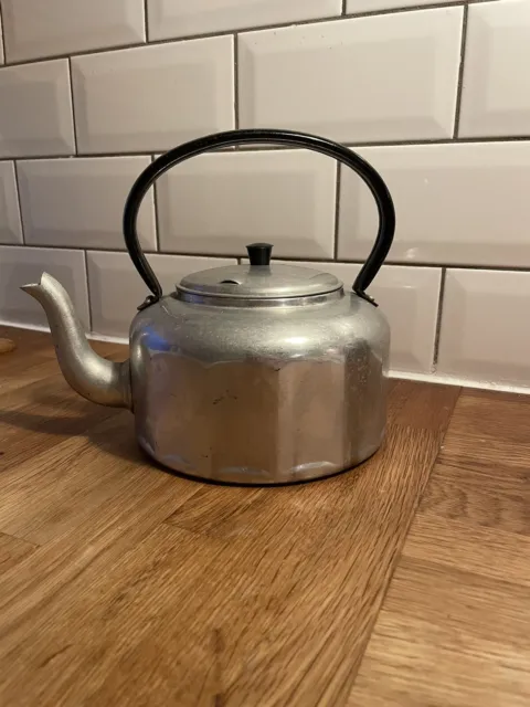 Vintage Tower Whistling Stove Top Aluminium Kettle Metal Handle Made in England
