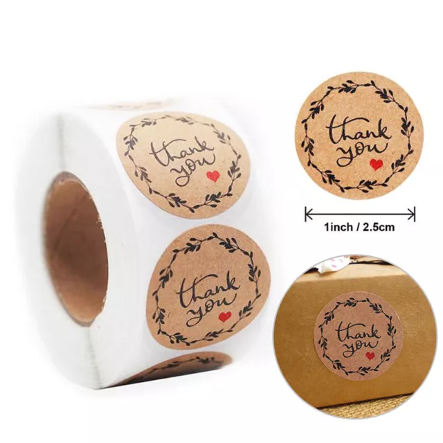 500pcs Natural Kraft Thank You Sticker Craft Packaging Seal Sticker Label PA'LN