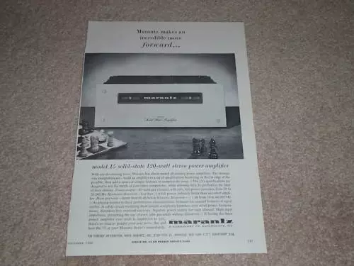 Marantz Modèle 15 Amplificateur Ad, 1966, Article, Lunettes, 1 Page