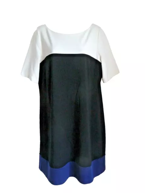 White House Black Market Dress 16 Color Block White Black Blue Short Sleeves