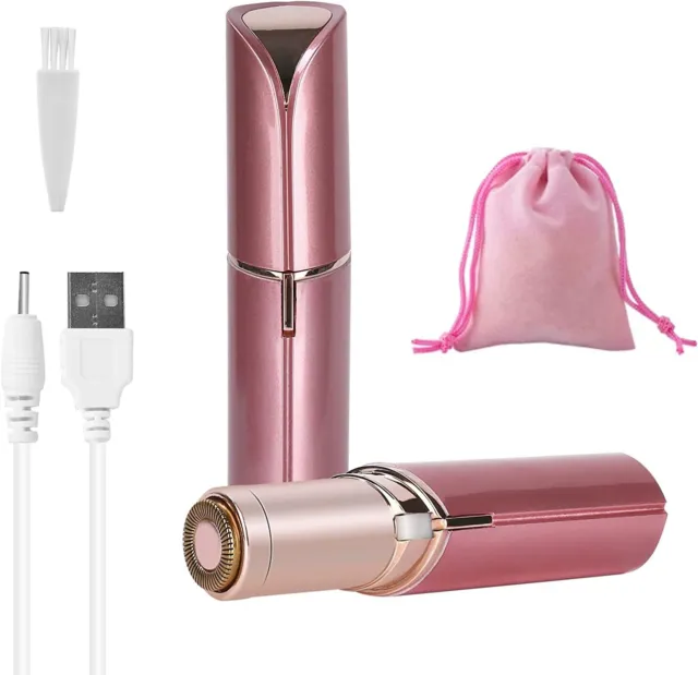 Afeitadora de pelo facial eléctrica para dama y mujer recortadora USB recargable rosa Reino Unido #1