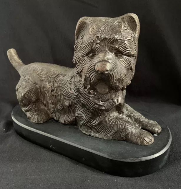 Vintage Bronze Colored Cast Metal Sculpture Westie Norwich Cairn Terrier