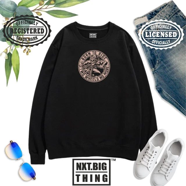 Felpa Biker Born To Ride Due Ruote No More Skull Rider Moto Uomo Top